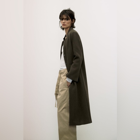 ZARA ~ WOMAN COLLECTION MINIMALIST MANTECO WOOL COAT - Picture 11 of 16
